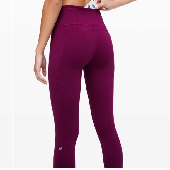 Lululemon Fast & Free Marvel burgundy 25” non reflective 4 Peloton - Picture 1 of 9